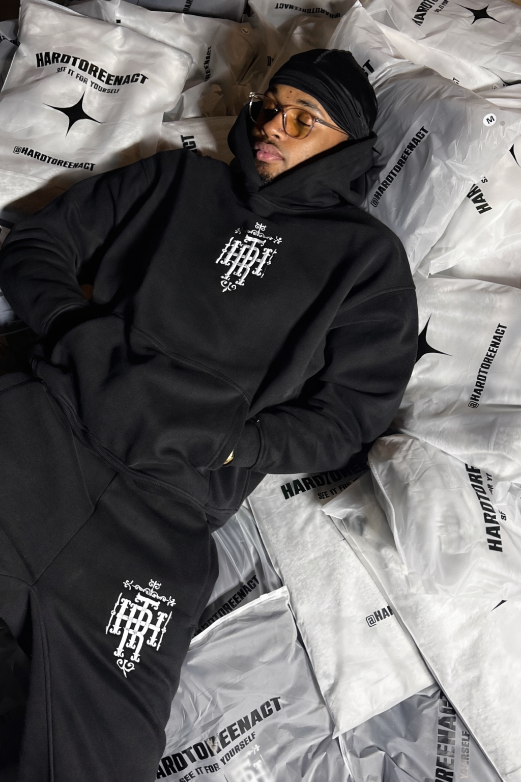 Black Embroidery Hoodie