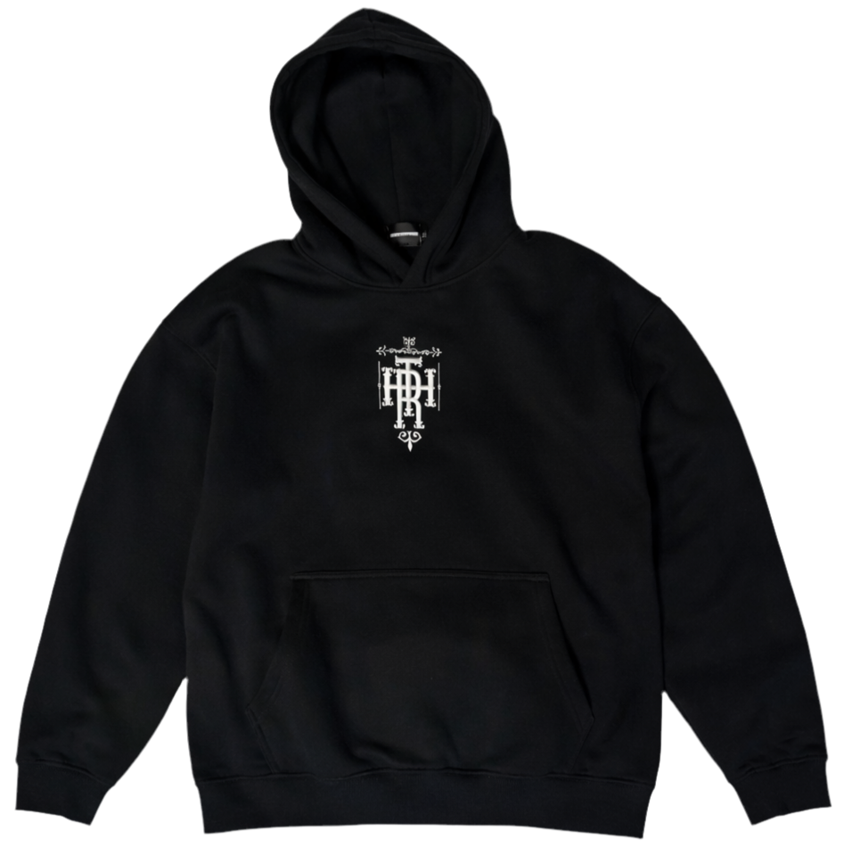 Black Embroidery Hoodie