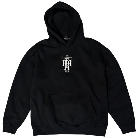 Black Embroidery Hoodie