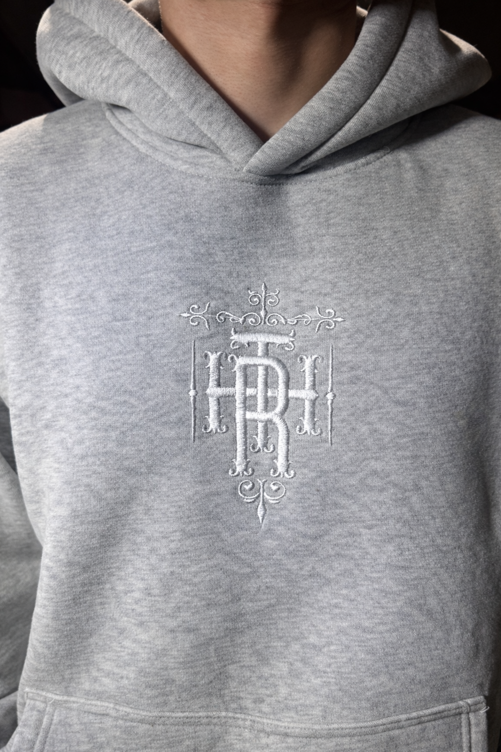 Grey Embroidery Hoodie