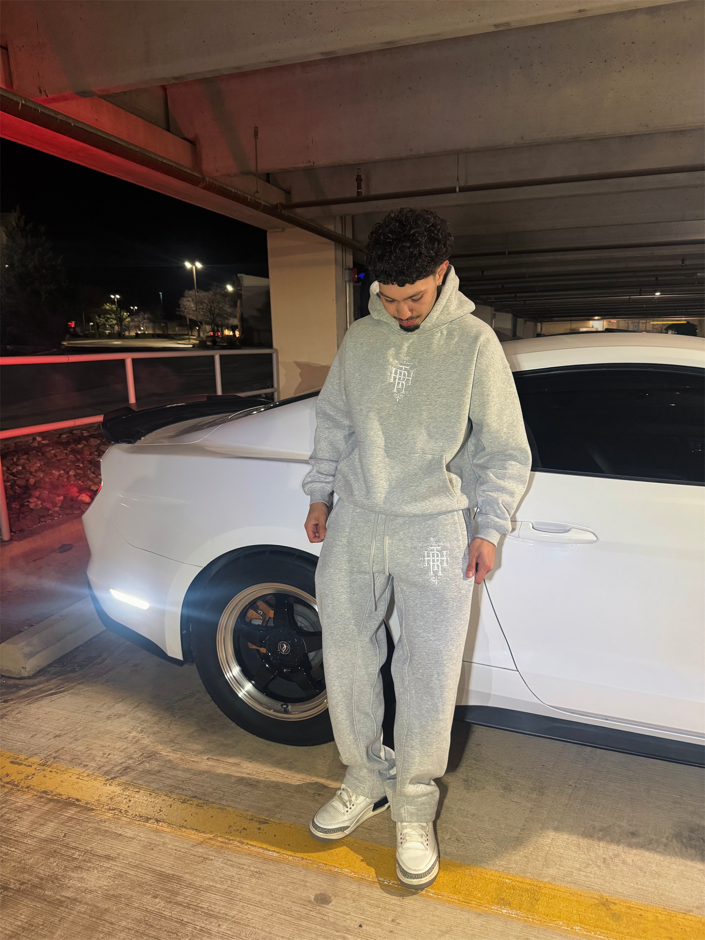 Grey Embroidery Sweatpants